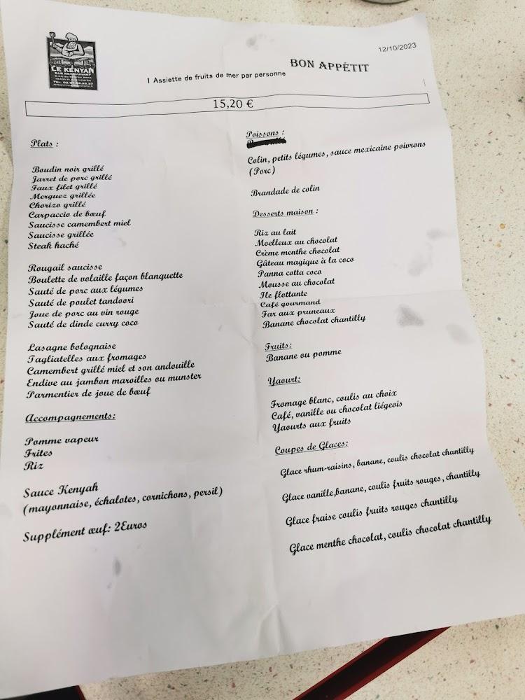 Le Kényah - Menu Image 2